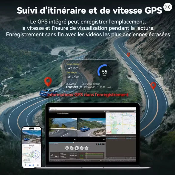 🟠 Dashcam Haut de Gamme – 4K | WiFi | GPS | App Mobile | Surveillance 24h