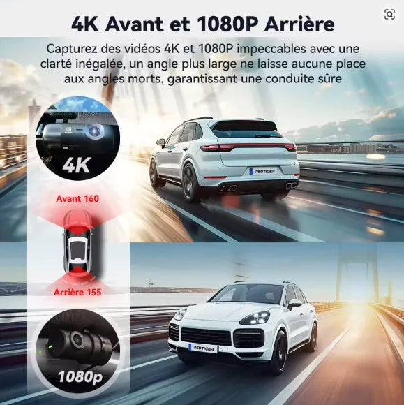 🟠 Dashcam Haut de Gamme – 4K | WiFi | GPS | App Mobile | Surveillance 24h