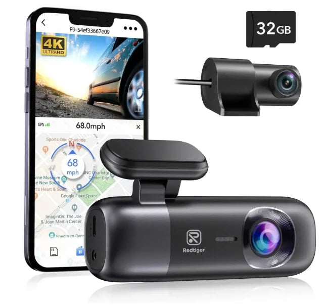 🟠 Dashcam Haut de Gamme – 4K | WiFi | GPS | App Mobile | Surveillance 24h