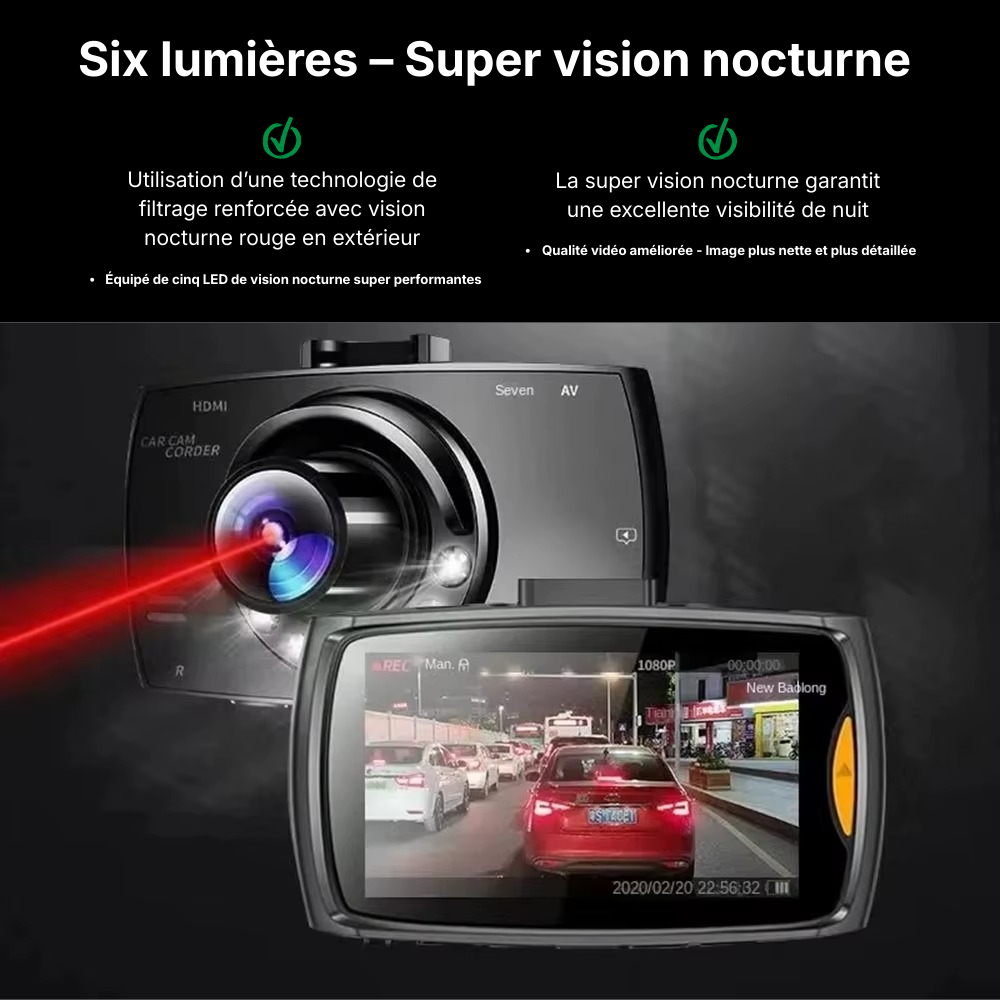 Dashcam Avant + Arrière | Vision Nocturne