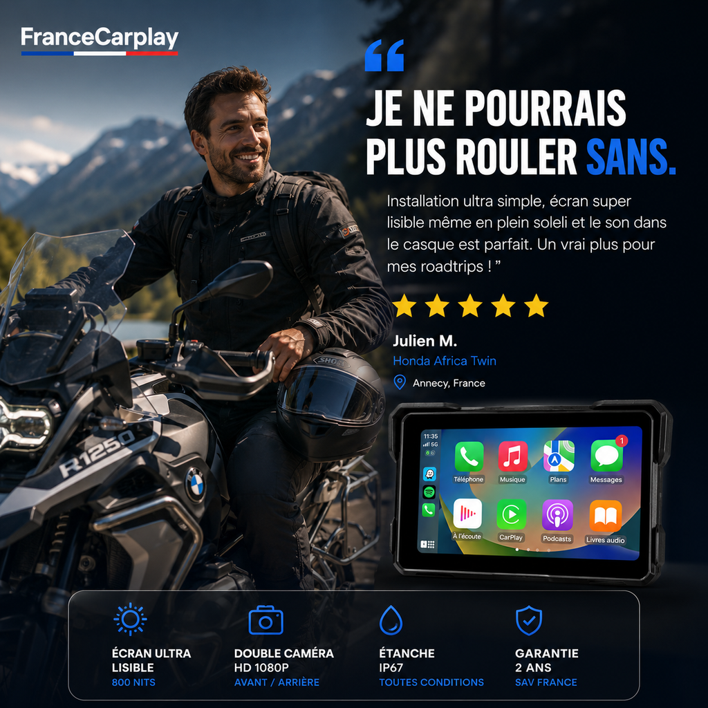 CarPlay & Android Auto Moto Sans Fil