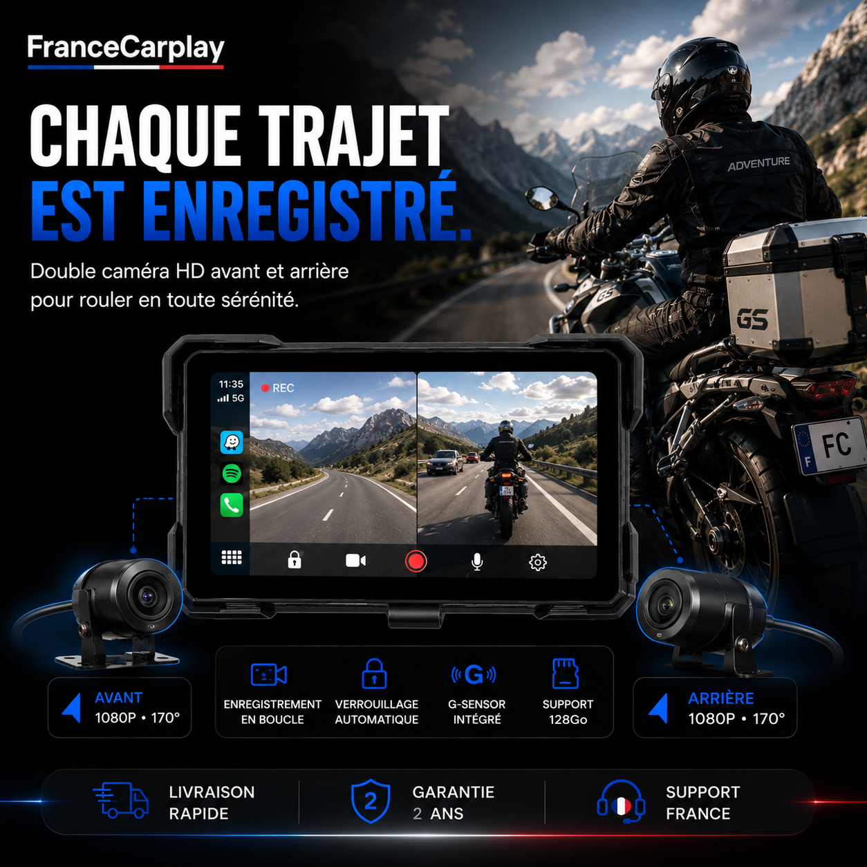 CarPlay & Android Auto Moto Sans Fil