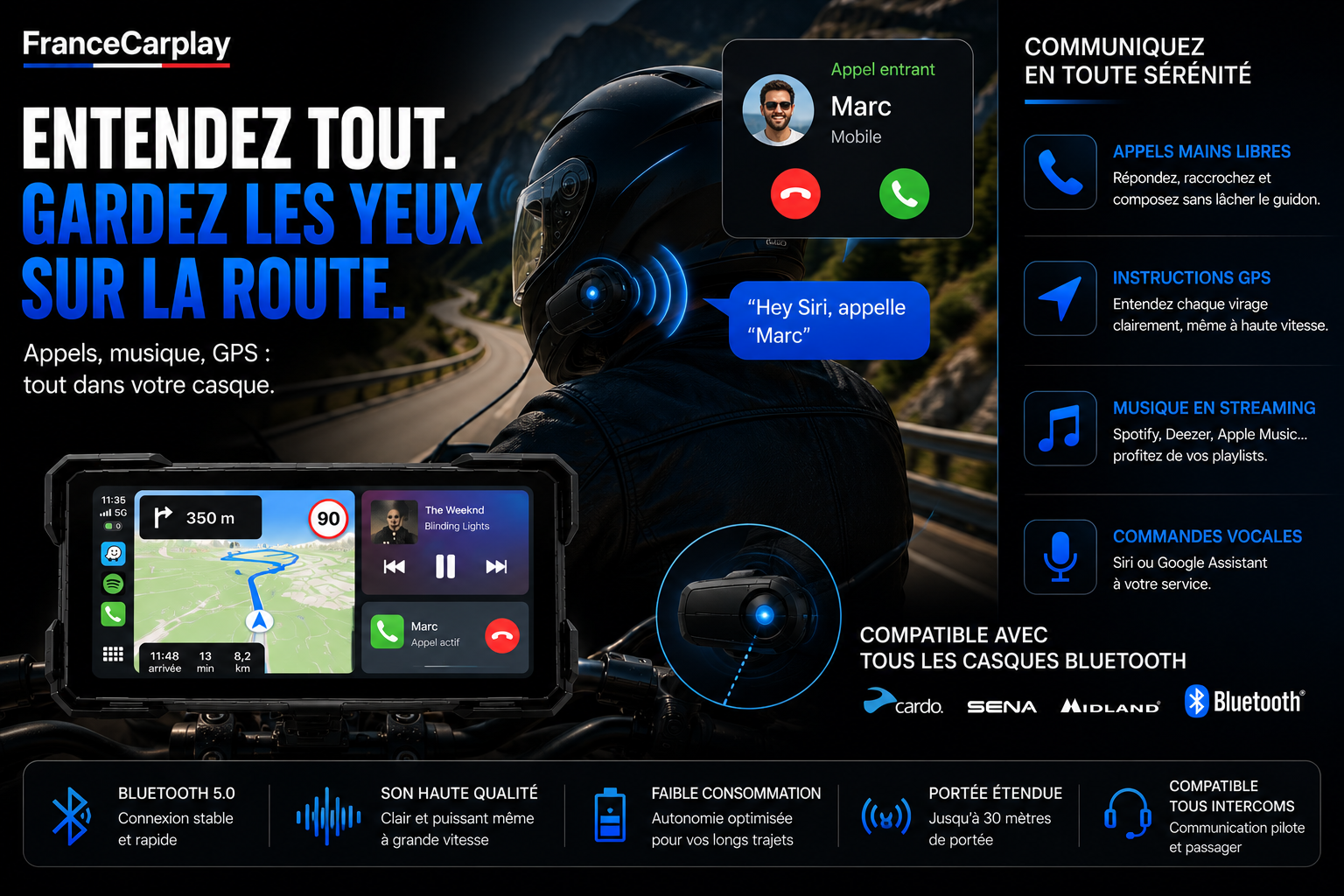 CarPlay & Android Auto Moto Sans Fil