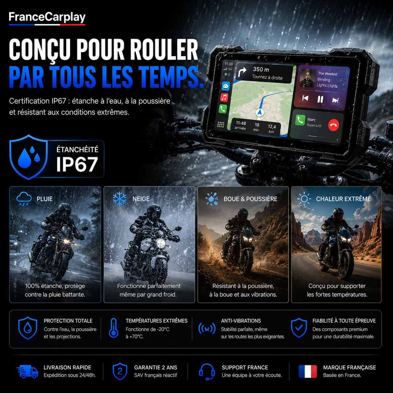 CarPlay & Android Auto Moto Sans Fil