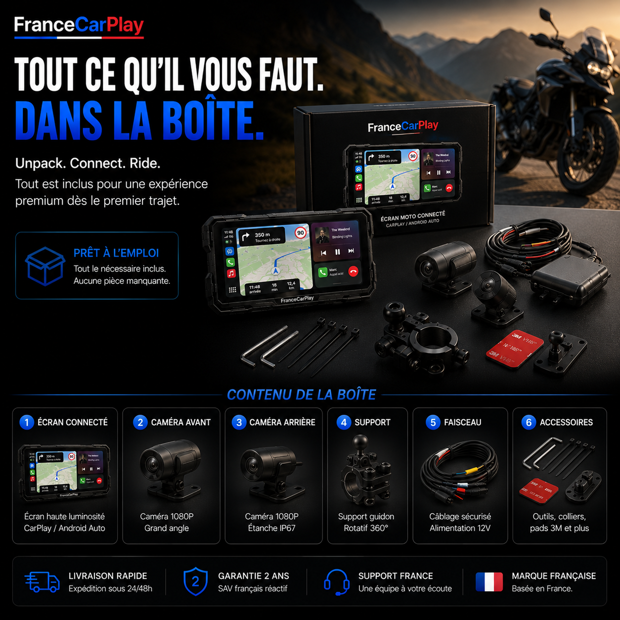CarPlay & Android Auto Moto Sans Fil