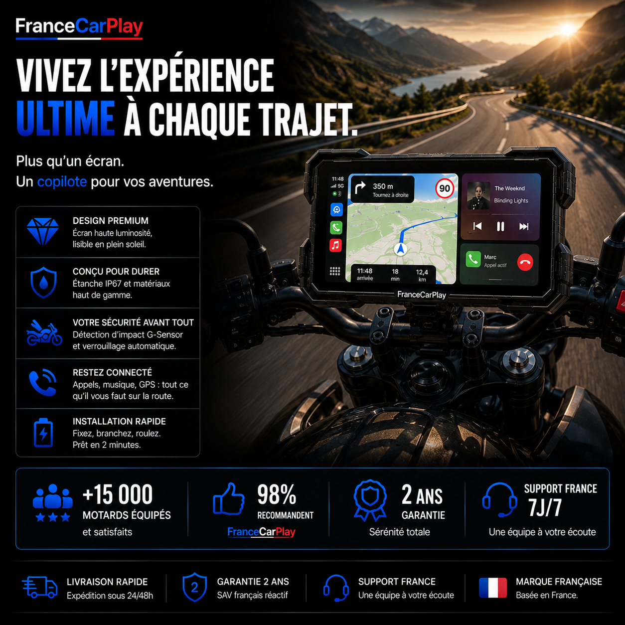 CarPlay & Android Auto Moto Sans Fil