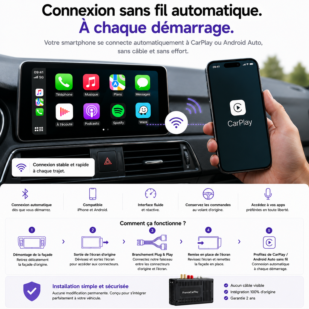 CarPlay sans fil — connexion automatique à chaque démarrage